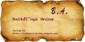 Balkányi Anina névjegykártya